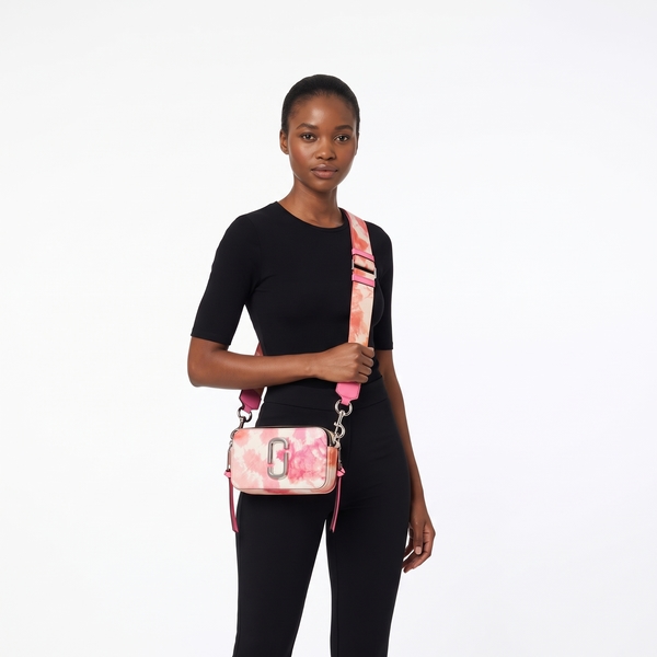 Leather Snapshot Crossbody Bag Tie Dye Pink