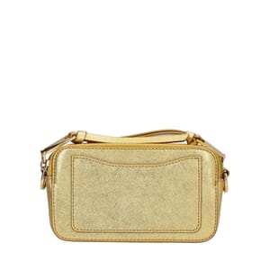 Leather Snapshot Crossbody Bag Gold, view 3