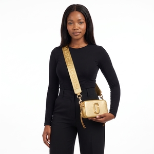 Leather Snapshot Crossbody Bag Gold, view 9