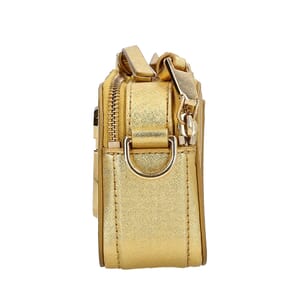 Leather Snapshot Crossbody Bag Gold, view 6