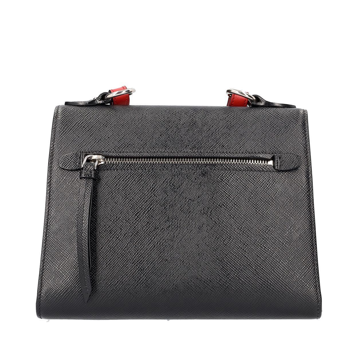 PRADA Saffiano Monochrome Shoulder Bag Black | Luxity