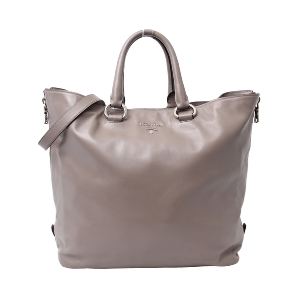 Leather Daino Shopping Tote Grey