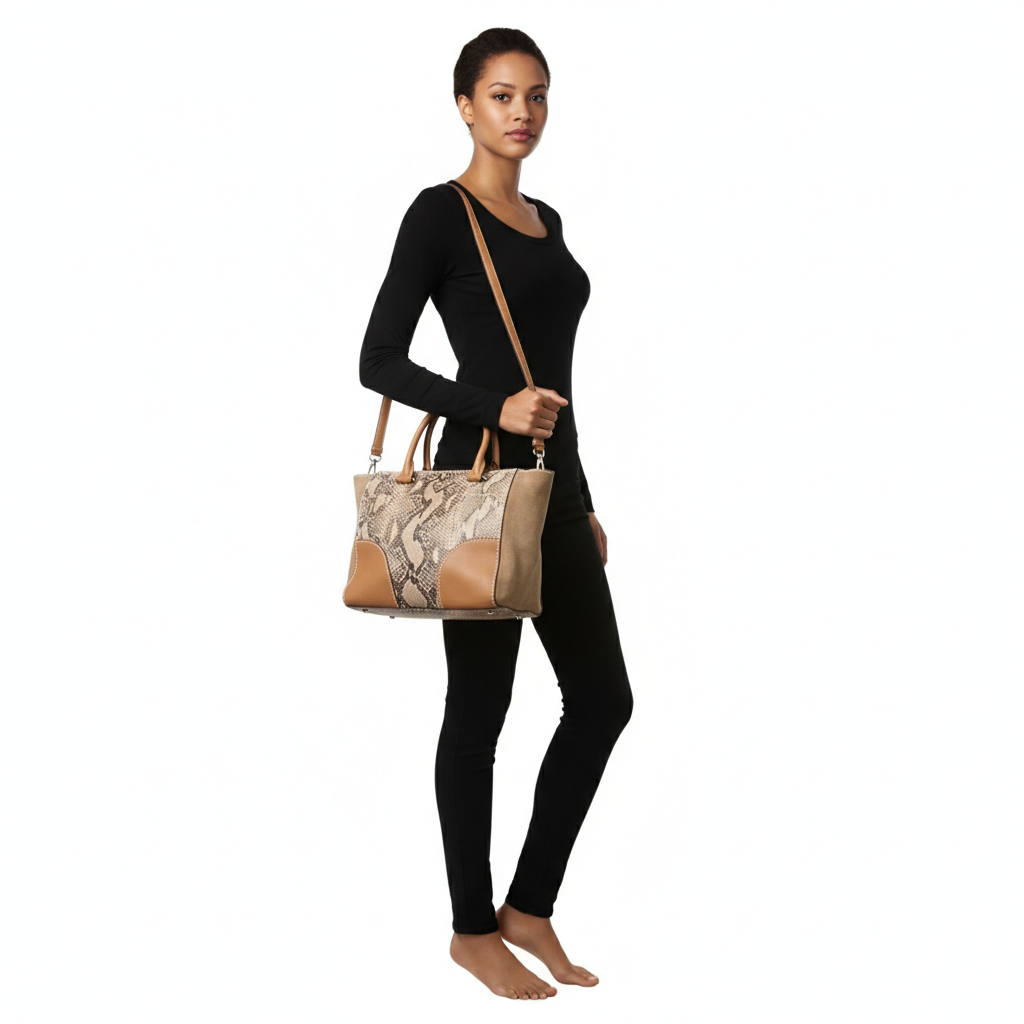 PRADA Mixed Material Medium Double Zip Tote Beige | Luxity