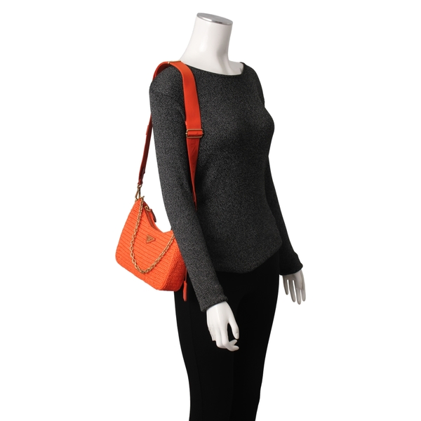 Raffia Crochet Re-Edition 2005 Shoulder Bag Orange