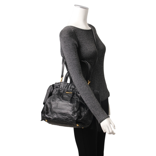 Leather Bow Bag Black