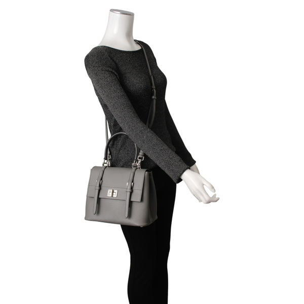Saffiano Small Flap Top Handle Bag Grey