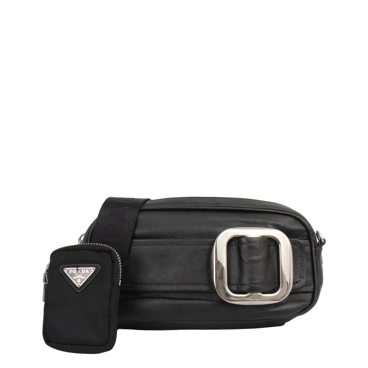 PRADA Saffiano Camera Crossbody Bag Black | Luxity