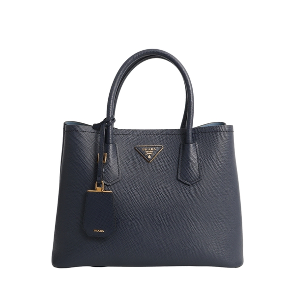 Saffiano Medium Double Tote Navy