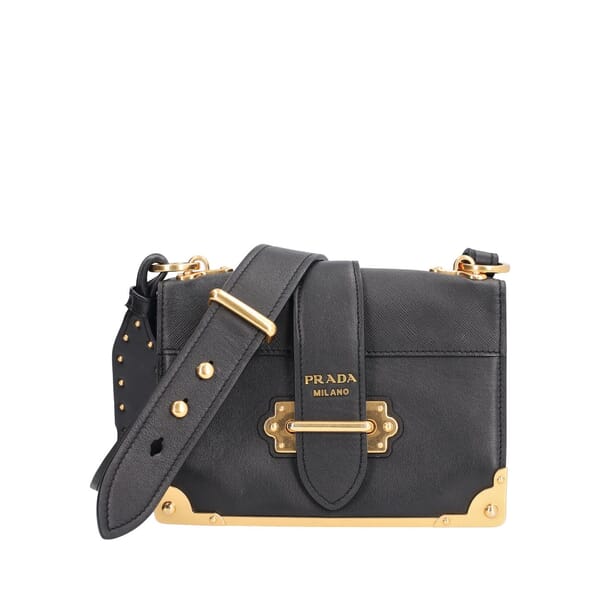 Leather Cahier Small Shoulder Bag Black