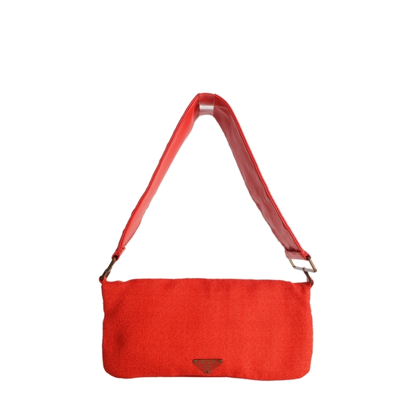 Vintage Tweed/Leather Flap Bag Orange