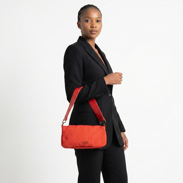 Vintage Tweed/Leather Flap Bag Orange