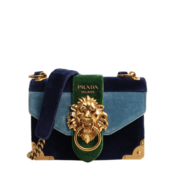 Velvet Lion Head Bag Azzurro