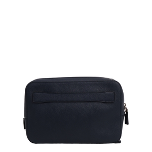 Saffiano Double Zip Clutch Navy, view 3