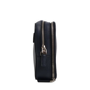 Saffiano Double Zip Clutch Navy, view 4