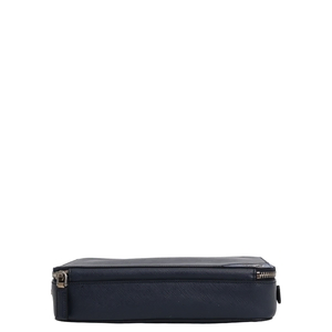 Saffiano Double Zip Clutch Navy, view 6