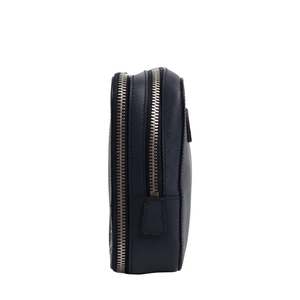 Saffiano Double Zip Clutch Navy, view 5