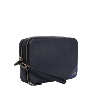 Saffiano Double Zip Clutch Navy, view 2