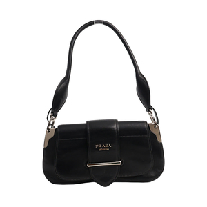 Leather Sidonie Shoulder Bag Black, view 4
