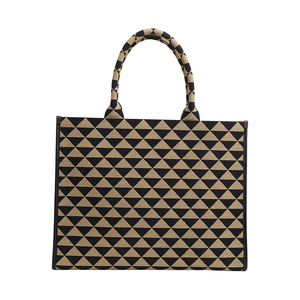 Canvas Triangolo Symbole Large Tote Black/Beige, view 3