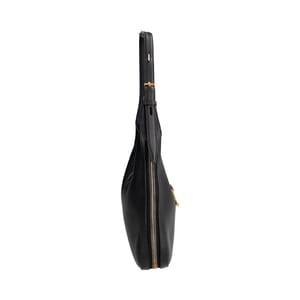 Leather Large Tara Zip Shoulder Bag Black, view 4
