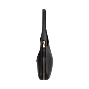 Leather Large Tara Zip Shoulder Bag Black, view 5
