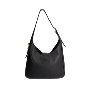 Leather Large Tara Zip Shoulder Bag Black, view 2