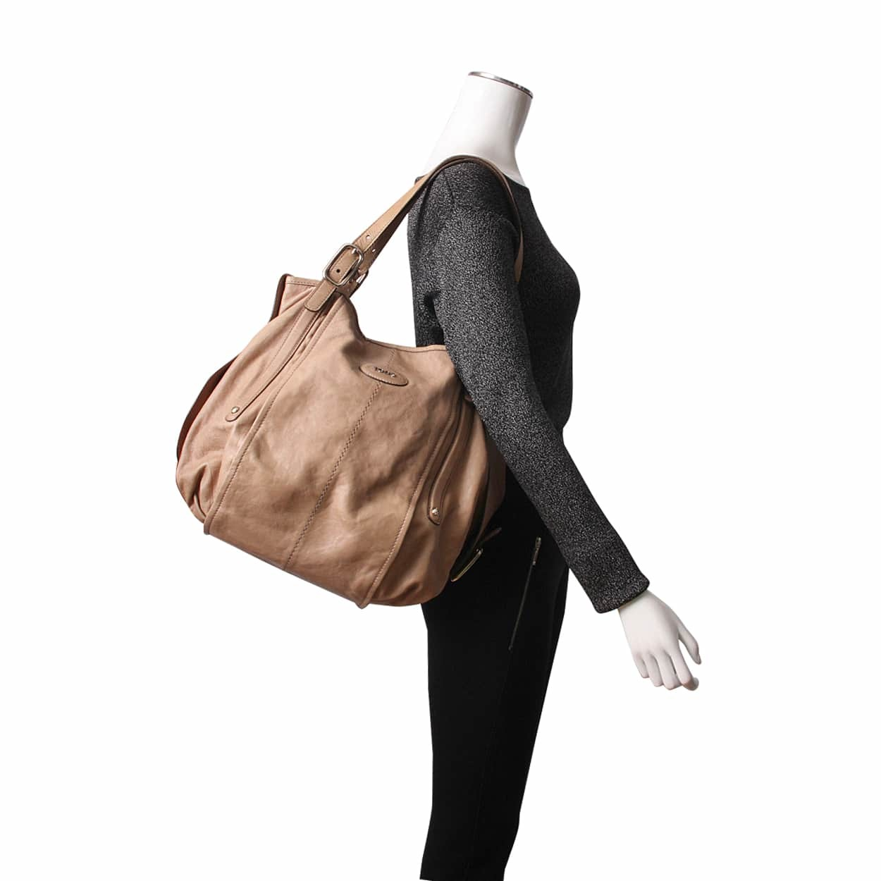 セール★Tod's TSB SACCA GRANDE Tod's Green Coated Canvas G-Bag Sacca Grande Tote Bag
