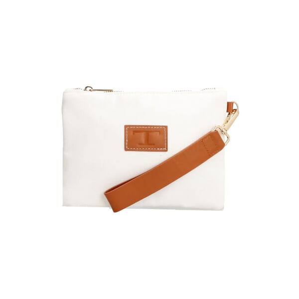 Canvas Clutch White/Tan