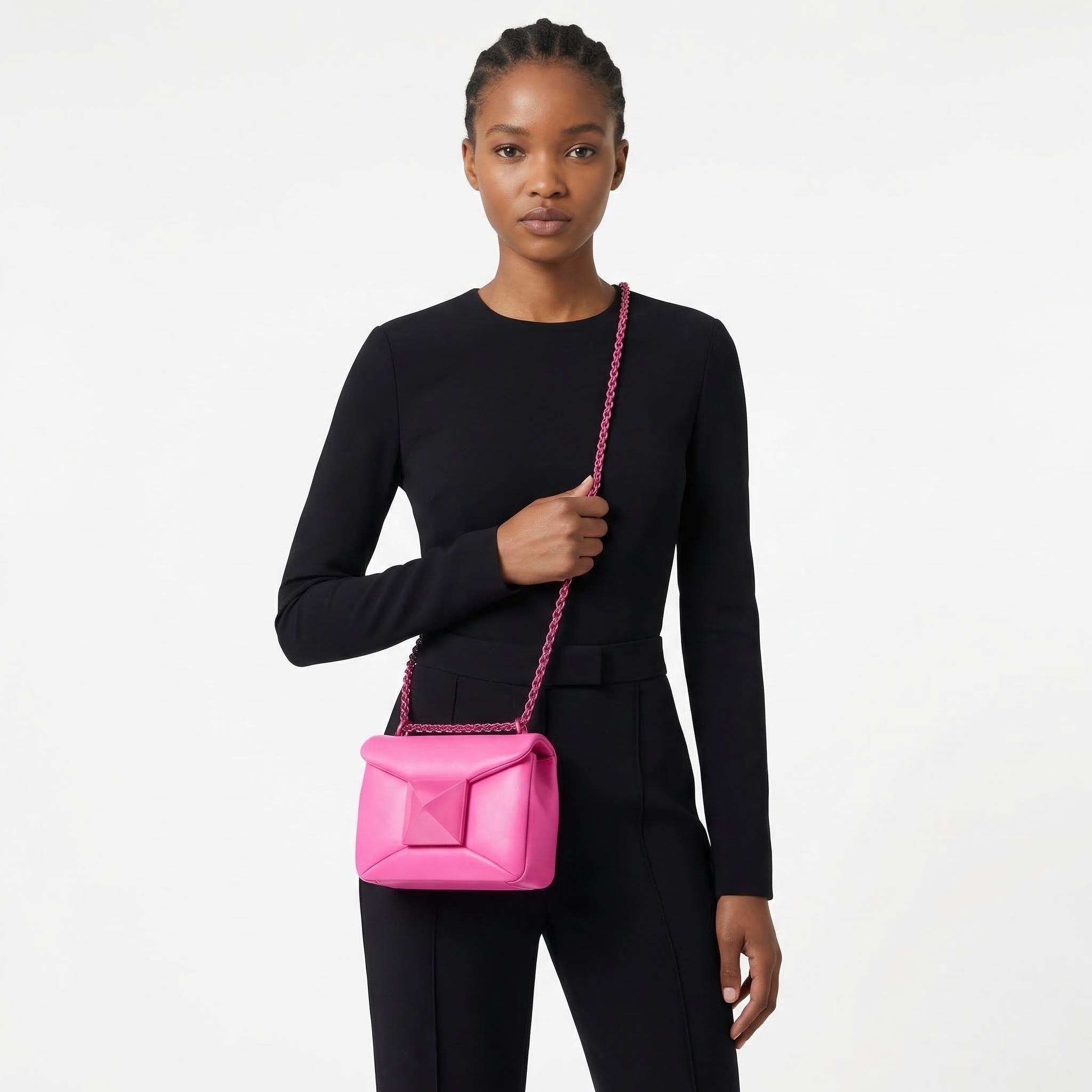 【新品】 VALENTINO VLTN レザー クロスボディバッグ ピンクPP Vltn レザー クロスボディバッグ for メンズ インチ Pink Pp