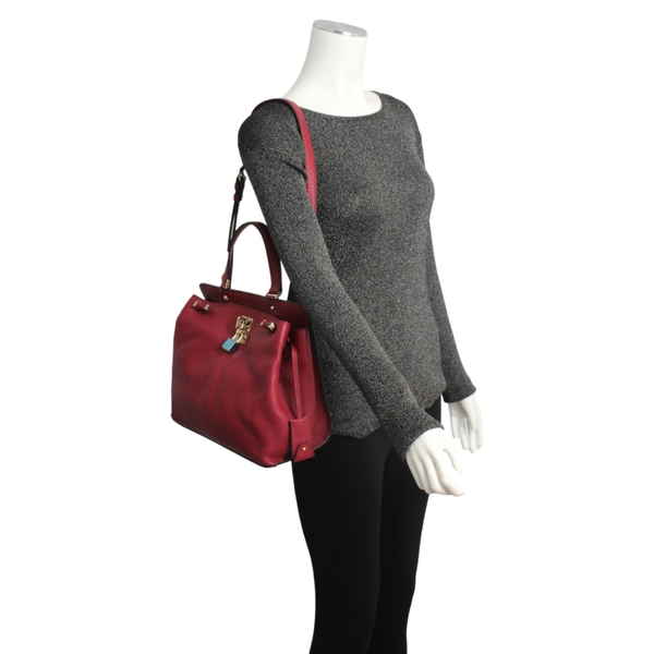 Leather Joylock Medium Tote Burgundy