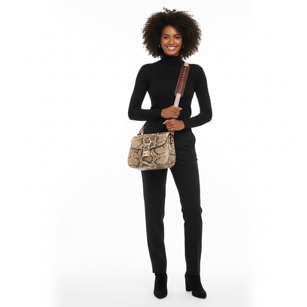 Python Shoulder Bag Beige