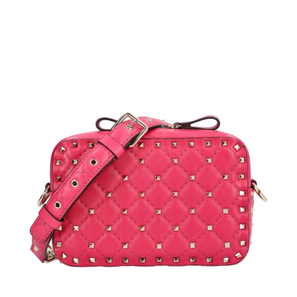 Leather Rockstud Camera Bag Pink