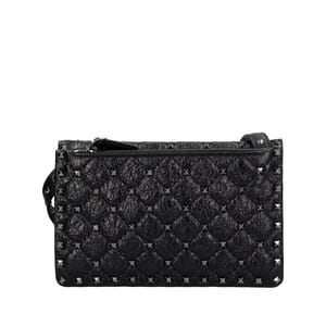 GARAVANI Aged Leather Small Rockstud Shoulder Bag Black, view 3