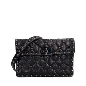 GARAVANI Aged Leather Small Rockstud Shoulder Bag Black