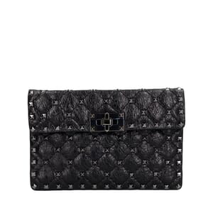 GARAVANI Aged Leather Small Rockstud Shoulder Bag Black, view 5