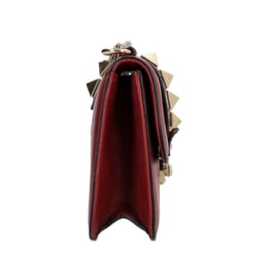 Leather Glam Lock Shoulder Bag Burgundy, view 5