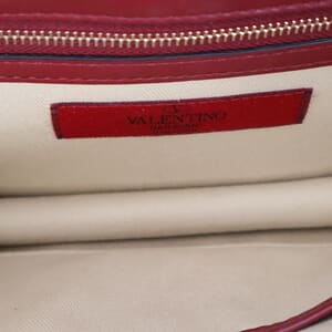 Leather Glam Lock Shoulder Bag Burgundy, view 8