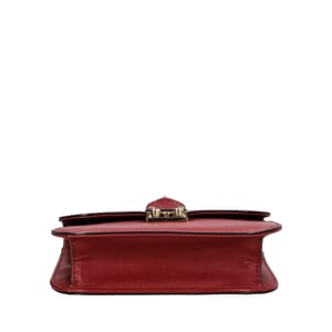Leather Glam Lock Shoulder Bag Burgundy, view 7