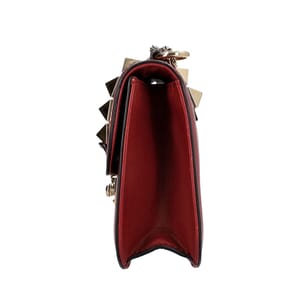 Leather Glam Lock Shoulder Bag Burgundy, view 6