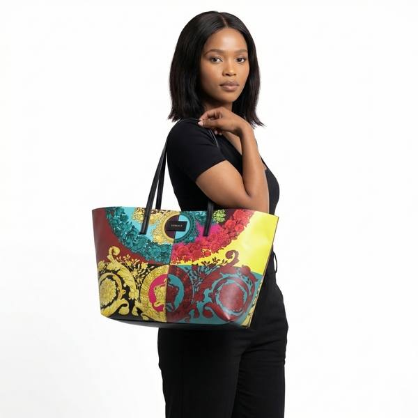 Leather Printed Tote Multicolour