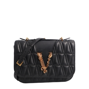Quilted Leather Virtus Shoulder Bag Black