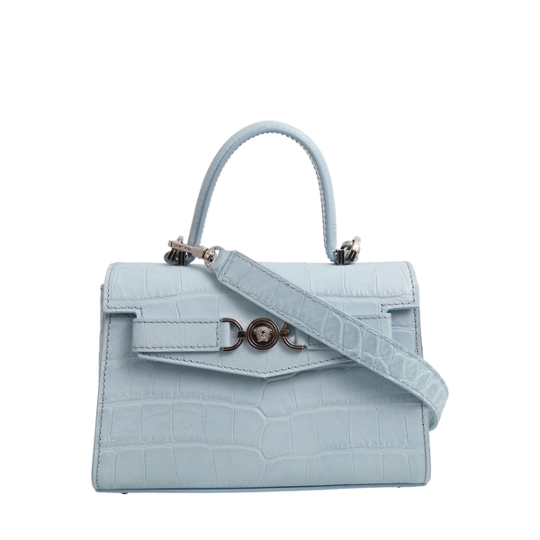 Leather Croc Effect Medusa 95 Small Bag Blue