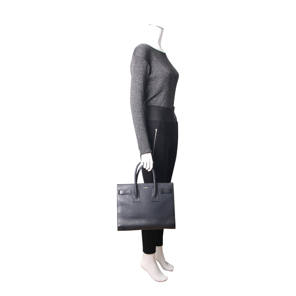Leather Small Sac De Jour Tote Black