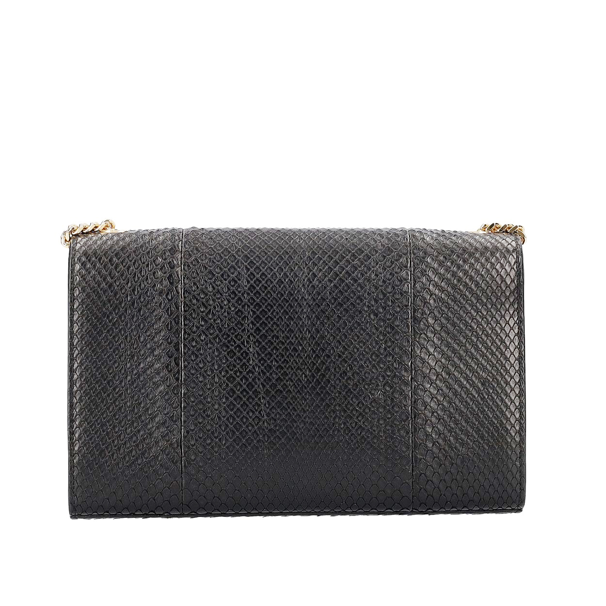 SAINT LAURENT Snakeskin Kate Medium Tassel Shoulder Bag Black | Luxity