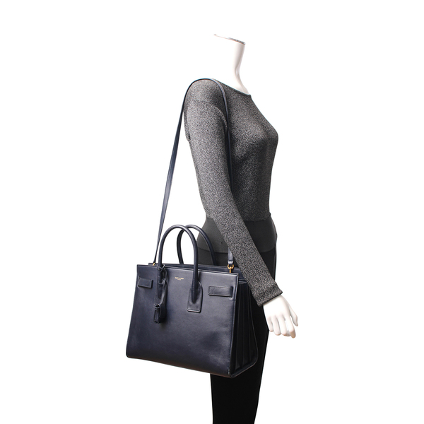 Leather Sac De Jour Small Tote Navy