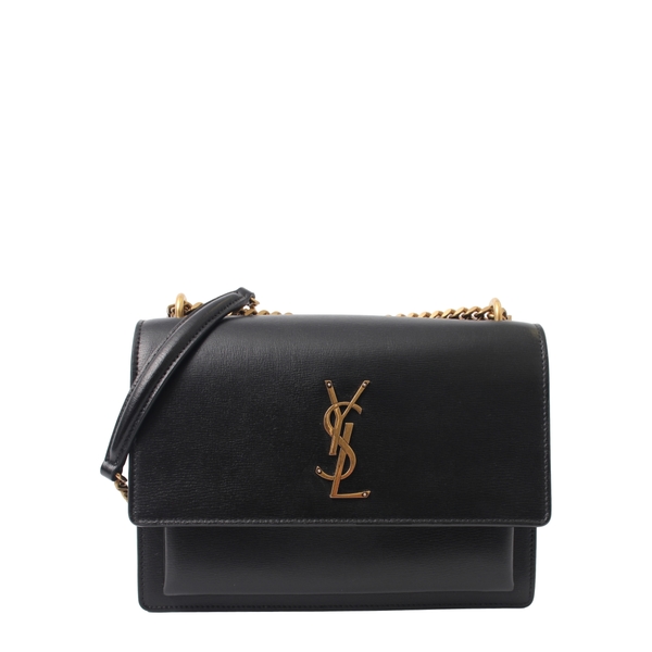 Leather Medium Sunset Shoulder Bag Black
