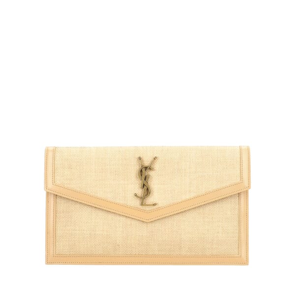 Micro Raffia Uptown Pouch Natural Hay/Blush