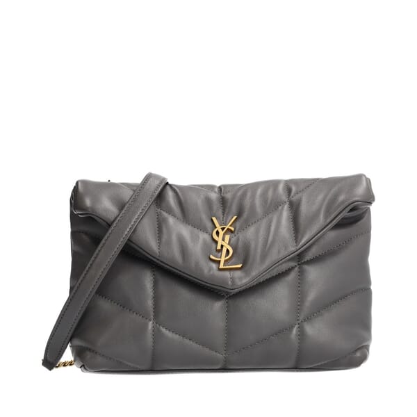 Leather Toy Puffer Shoulder Bag Grey