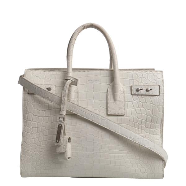 Leather Croc Embossed Baby Sac De Jour White