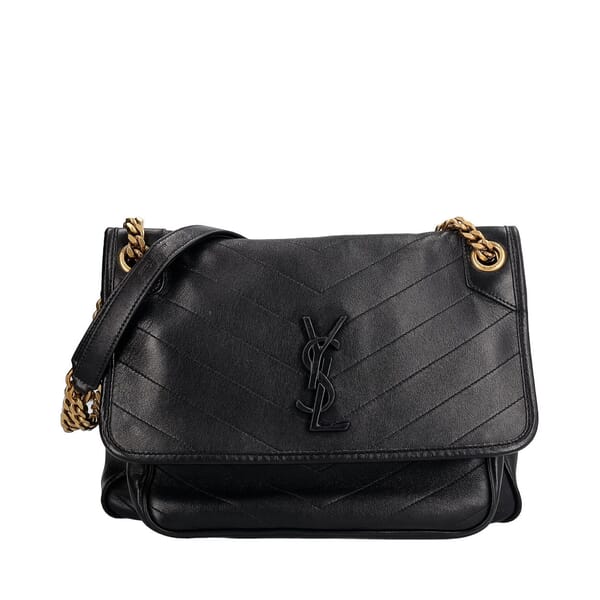 Leather Medium Niki Shoulder Bag Black